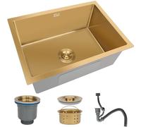 ZOCWJK Gold Bar Sink Undermount,Single Bowl Undermount Bar Sink,Workstation Small Kitchen Sink,Brushed Gold Wet Bar Sink,Stainless Steel Bar Sink,Outdoor Kitchen P(Gold-38x26cm