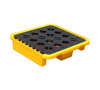 ZOCWJK Industrial Drum Spill Containment Pallet, Stackable Oil Drum Storage Tray with Drain, Detachable Modular Platform for Paint Bucket and Chemical Storage,Yellow-2pcs-72x72x16cm