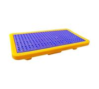 ZOCWJK Industrial Spill Containment Pallet with Drain, Modular Drum Capacity Platform for Oil & Chemical Safety, Stackable Grating Tray for Factory & Warehouse,Yellow-2pcs-26.2x14.6x3.9IN