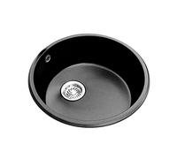 ZOCWJK Kitchen Black Kitchen Bar Black Quartz Round Kitchen Balcony Small Granite Dish (Black-46 * 46 * 21CM