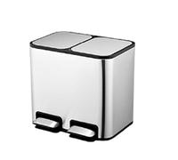 ZOCWJK Kitchen Trash Can Kitchen Classification Bin Dry and Wet Separation Stainless Steel Double Bucket with Lid Foot Trash Can 9L/12L Bathroom Garbage Bin,