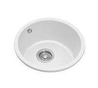 ZOCWJK Kitchen White Quartz Stone Kitchen Round Small Granite Balcony Mini Washbasin (White-42cm