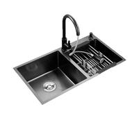 ZOCWJK Kitchensink, 6 Sizes, Kitchen Workstation, Black Undermount Kitchen Sink - Undermount Sinks Stainless Steel Single Bowl Kitchen Sink Under Counter Basin Round(720 * 400-One Size
