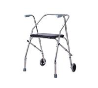 ZOCWJK Lightweight Folding 2 Wheel Walker with Padded Seat for Seniors, Handrails and Crutches, Silver, Maximum Load 1(