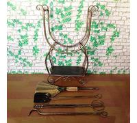 ZOCWJK Metal Firewood Rack Set, Indoor & Outdoor Fireside Wood Storage Organizer with 4 Fireplace Tools, Black Copper Log Holder, No Need to Install(