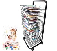ZOCWJK Mobile Art Drying Rack, Flexible Shelves,Classroom Studio Home Painting Drying Rack for Kids, Artists, Double Sided Art Rack Storage Organizer On Wheels. Drying & Print Rac(35 Layers