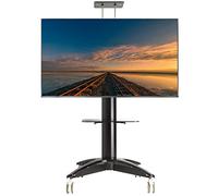 ZOCWJK Mobile TV Stand Heavy Stable Mobile TV Stand on Wheels, Suitable for 32-65 Inch Flat Screens Curved Smart Screen TVs, VESA Pattern 200x200mm - 600x400mm (Black