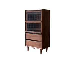 ZOCWJK Nordic Style Solid Wood Sideboard - Black Walnut Storage Buffet Cabinet for Living Room Kitchen & Dining - Elegant Simple Design & Functional,