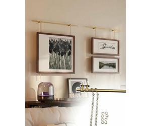 ZOCWJK Picture Rail Hanging System 2 Pack Wall Mounted Picture Frame Rail Hanging System, Antique Brass Rod Artwork Display Frame, Gallery Painting Hangers Cable Bracket Kit (170cm/67in/5.6ft