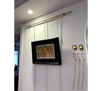 ZOCWJK Picture Rail Hanging System Heavy Duty Picture Rail Hanging System with 3 Gold Chain, Gallery Wall Picture Bracket Kit Brass Rod, Indoor Artwork Mirror Hangers Track for Mu(170cm/67in/5.6ft