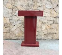 ZOCWJK Podium Churches Standing Pulpits, Iron Lectern Stand with 2 Tier Storage & Edge Stopper, Speaking Podium for Presenter, Chaplain, Emcee (Red