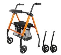 ZOCWJK Roller Walker Trolley for The Elderly, Multi-Functional Folding Assisted Shopping Cart for The Elderly Moped, Four-Wheeled Walker with Padded Seat,Brass (Brass 2