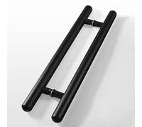 ZOCWJK Rustic Barn Door Handles,Wooden Push Pull Door Hardware for Inside Outside Gate Farmhouse Shed Door Entry Double (Black-Length 40cm(16inch)