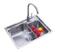 ZOCWJK Silvery, 6 Sizes, Kitchen Workstation, Undermount Kitchen Sink - Undermount Sinks Stainless Steel Single Bowl Kitchen Sink Under Counter Basin Round Corner, K(650 * 440mm-One Size