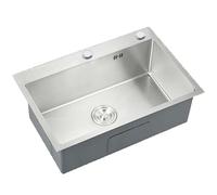 ZOCWJK Silvery, 8 Sizes, Kitchen Workstation, Undermount Kitchen Sink - Undermount Sinks Stainless Steel Single Bowl Kitchen Sink Under Counter Basin Round Corner, K(680 * 450 mm-One Size