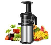 ZOCWJK Slow Chew Juicer, 200 W, 40 RPM, Cold Pressed, Rich in Nutrients and Vitamins, Compact, Compact and Easy to Clean, for Vegetables and Fruits, Black (