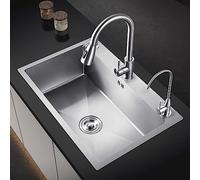 ZOCWJK Stainless Steel Undermount Kitchen Sink 55x45cm, Handmade Single Bowl Kitchen Sink, 8-Inch Deep Drop-in Laundry Utility Sink, Workstation Sink for Restauran(60x45cm