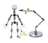 ZOCWJK Stop Motion Animation Kit 12CM-18CM Metal Puppet Figure for Character Design Creation, Stainless Steel Rig Arm with 5 Connectors,1:8 Proportional Adult Skeleton Stop Motion Kit,14CM (17CM
