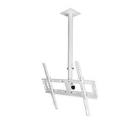 ZOCWJK TV Bracket Tv Wall Mount Ceiling TV Mount Bracket, Support 77 Lbs, with TV Mount Shelf and Height Adjustable Pole, White (2m
