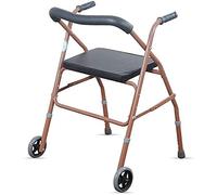 ZOCWJK Walker for Elderly Folding Walker with Padded Seat and 2 Wheels for Older Adults Handrail Crutches, Adjustable(