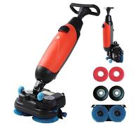 Zocxielr 36V/10.5A 2x200W Automatic Cordless Floor Scrubber Tile Polisher and Adjustable Brushes, 4L and 6L Separate Water Tanks Floor Cleaner (Red)