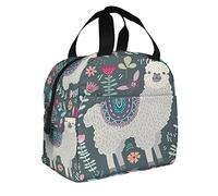 Zoczos Cute Llama Men Lunch Bag Lunch Boxes Lovely Alpaca Floral Cartoon Mammal Animal for School Picnic Boating Beach Fishing Work
