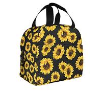 Zoczos Sunflower Lunch Bag Tote Bag Beautiful Floral Yellow Flowers Wild Autumn Big Lunch Bag for Men Women Girls Children Outdoor Picnic School Work