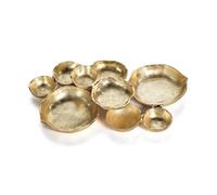 Zodax Cluster of 9 Round Bright Gold Serving Bowls, 19 x 12 x 2.5 in