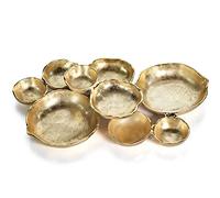 Zodax Cluster of 9 Round Serving Antique Gold Finish, Aluminum Base 19" x 12" x 2.5"