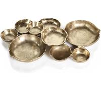 Zodax Cluster of 9 Round Serving Bowls, Dark Gold Finish, 19 in x 12 in x 2.5 in