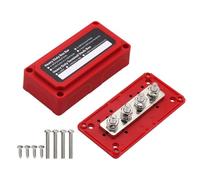 Zodazoqa 300A 12V Bus Bar Box Heavy-Duty Module Design Power Distribution Block，Heavy Duty Battery BusBar with 4X M8 Studs Terminal Battery Junction Block 12V - 48V DC for Marine Car Solar，Red