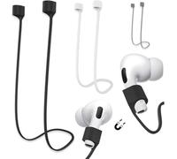 Zodazoqa 3Pcs Magnetic Anti-Lost Straps Compatible with AirPods 4/3/2/1 and AirPods Pro 1/2, Earbud Lanyard Soft Silicone Leash Sport String for Running,Fitness,dancing(Black+White+Gray)
