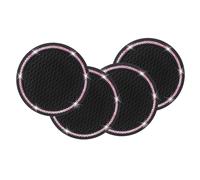 Zodazoqa 4 Pack Car Coasters, Universal Vehicle Bling Car Coaster, Cute Rhinestone Coaster for Cup Holders,Interior Accessories 2.75'' Silicone Anti Slip Car Coasters for Women (Black Pink/2 Pack)