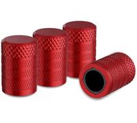 Zodazoqa 4 Pcs Tire Valve Stem Caps, Anodized Aluminium Tire Valve Cap Set, Corrosion Resistant, Universal Stem Covers for Cars Trucks Motorcycles SUVs and Bikes (Red)