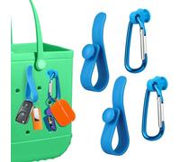Zodazoqa 4Pcs Accessories Inserts Hooks for Bogg Bag, Carabiner Keychain, Key Holder Charms Compatible with Bogg Bags Beach Bag（Blue