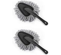 Zodazoqa Car Duster, 2 Pack Super Soft Microfiber Dash Duster Detail Brush Set Interior Exterior Cleaning Dusting and Washing Tool for Cars, Trucks, SUVs & RV - Gray