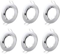 Zodazoqa Set of 6 Recessed Light Frames, Ceiling Mounting Frame, Recessed Spotlight Set, Mounting Frames in Aluminium (LED/Halogen/GU10/MR16/PAR16/50 mm) (Silver)