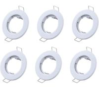 Zodazoqa Set of 6 Recessed Light Frames, Ceiling Mounting Frame, Recessed Spotlight Set, Mounting Frames in Aluminium (LED/Halogen/GU10/MR16/PAR16/50 mm) (White)
