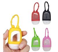 Zodensot Portable Refillable Travel Bottles, 30ml Plastic Refill Bottles with Clip Silicone, Leakproof Hand Sanitizer Containers for Outdoor Party School Work Traveling Multi-Color (5 pack)