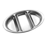 Oval 14" Divided Vegetable Dish Stainless Steel Serving Buffet Functions 3 Side