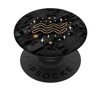 Zodiac Aquarius Black PopSockets PopGrip: Swappable Grip for Phones & Tablets