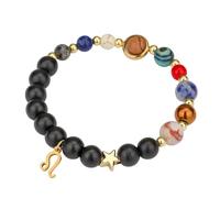 Zodiac Beaded Bracelet For Women Men, 12 Constellation 8Mm Natural Gemstone Bracelet Crystal Beads Bangle Spirit Protection Jewellery Birthday Gift Leo