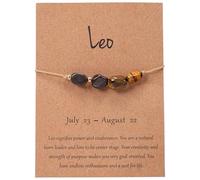 Zodiac Bracelet Birthday Bracelet Gifts for Girls Women, Adjustable Natural Crystals Bracelets Present with Zodiac Card for Mom Friends Daughter Granddaughter Sister (Leo)