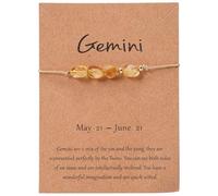 Zodiac Bracelet Birthday Bracelet Gifts for Girls Women, Adjustable Natural Crystals Bracelets Present with Zodiac Card for Mom Friends Daughter Granddaughter Sister (Gemini)