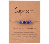 Zodiac Bracelet Birthday Bracelet Gifts for Girls Women, Adjustable Natural Crystals Bracelets Present with Zodiac Card for Mom Friends Daughter Granddaughter Sister (Capricorn)