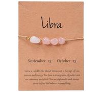 Zodiac Bracelet Birthday Bracelet Gifts for Girls Women, Adjustable Natural Crystals Bracelets Present with Zodiac Card for Mom Friends Daughter Granddaughter Sister (Libra)