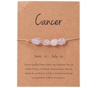 Zodiac Bracelet Birthday Bracelet Gifts for Girls Women, Adjustable Natural Crystals Bracelets Present with Zodiac Card for Mom Friends Daughter Granddaughter Sister (Cancer)