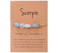 Zodiac Bracelet Birthday Bracelet Gifts for Girls Women, Adjustable Natural Crystals Bracelets Present with Zodiac Card for Mom Friends Daughter Granddaughter Sister (Scorpio)