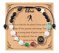 Zodiac Bracelet For Men Women,Chakra Stone Beaded Bracelet Stretch Wristband Natural Healing Crystal Bangle Gemstone Jewellery Libra