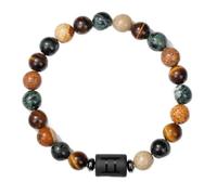 Zodiac Bracelet for Women Men Zodiac Sign Natural Stone Bead Bracelet with Wish Card 12 Constellation Distance Prayer Blessing Bracelet for Couples Friends Horoscope Jewelry Birthday Gift, 6.7 inches